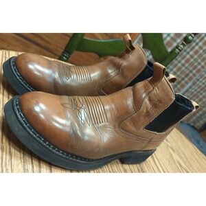 Roper Lucas Brown Leather Mens Chukka Ankle Boots US 10.5 Non Slip Pull On